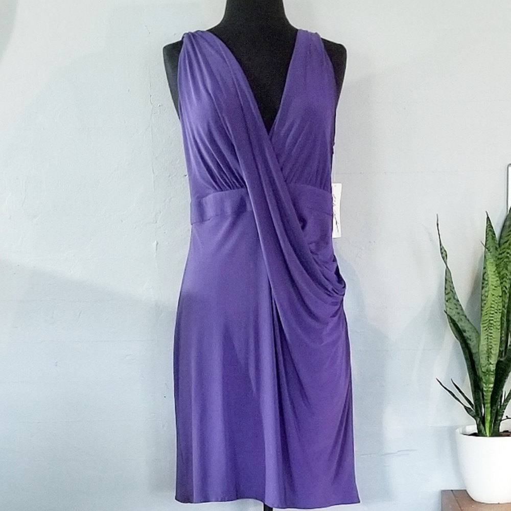 Linda Segal Plunge V-Neck Cocktail Dress